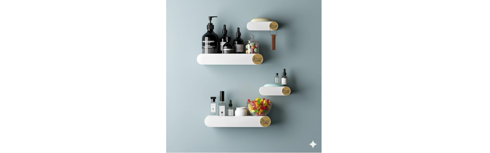 Pack of 2 Bathroom Shelf for Wall