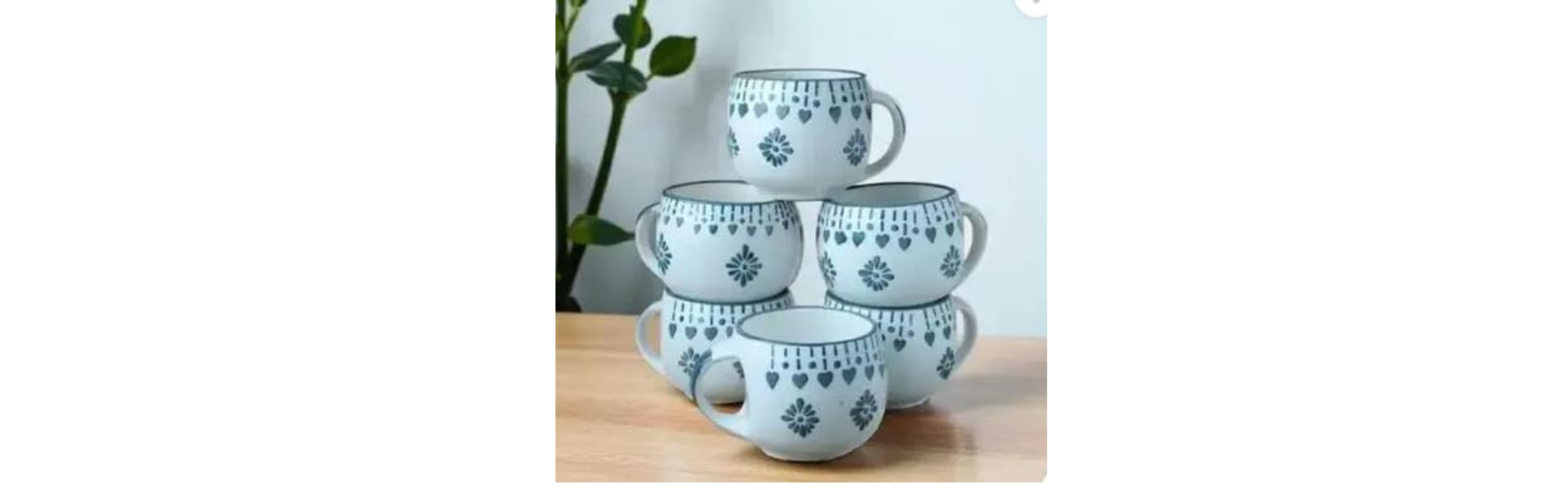 Ceramic Grey Pattern Tea Cup Set