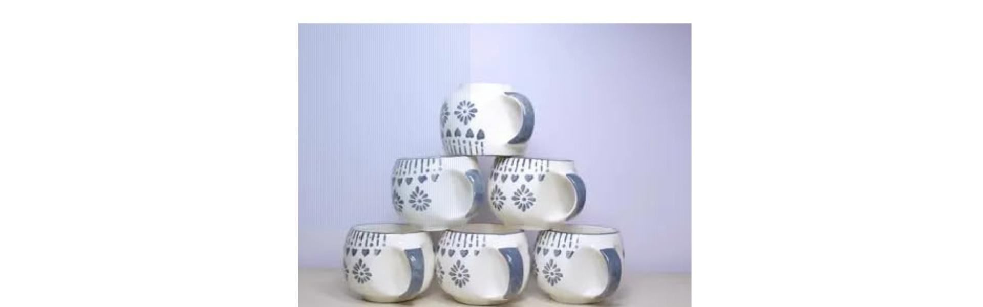 Ceramic Grey Pattern Tea Cup Set