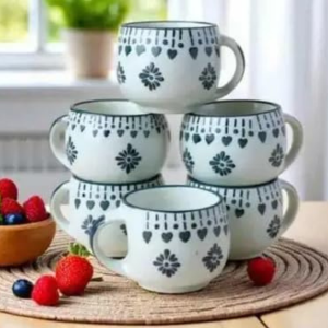 Ceramic Grey Pattern Tea Cup Set