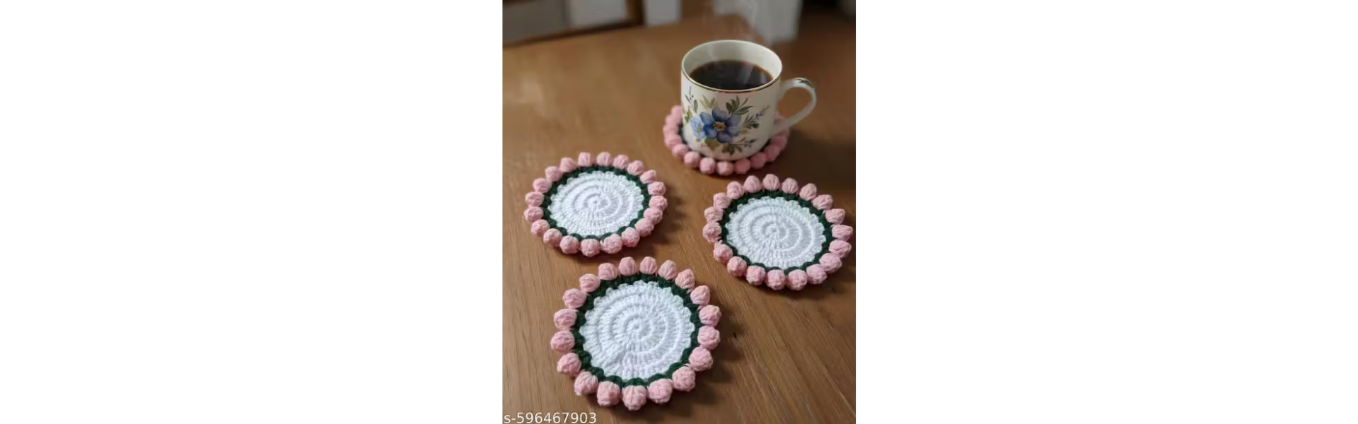 Crochet Coaster, Handmade Coaster Set,...
