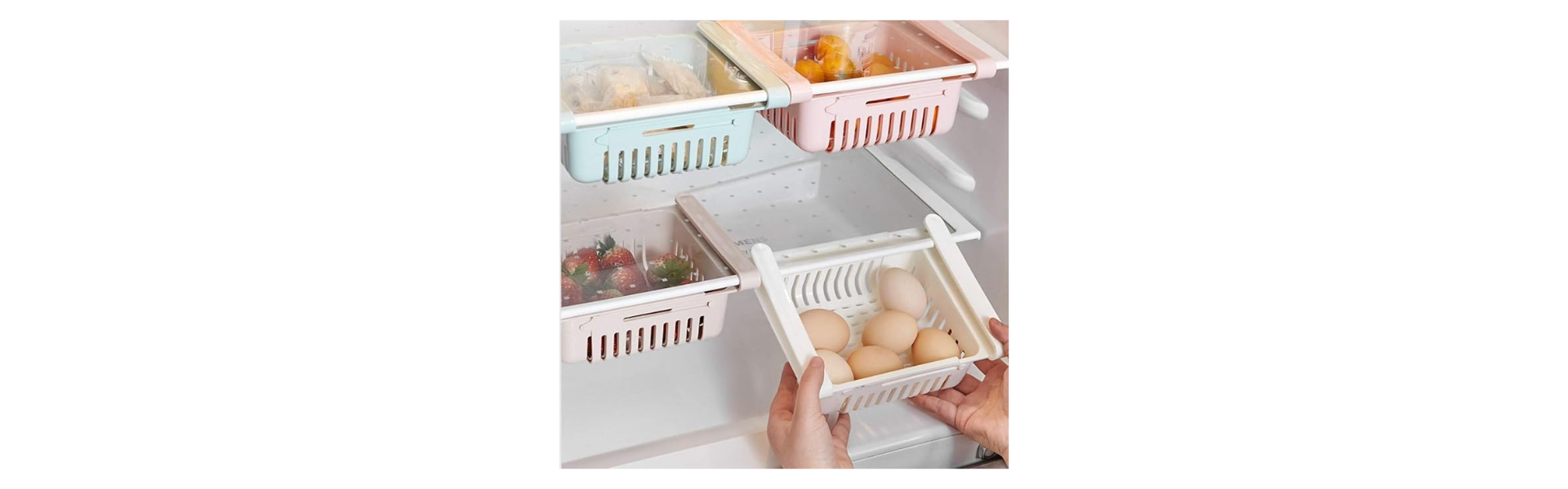 EAYIRA 4 Pcs Expandable Adjustable Fridge Storage...