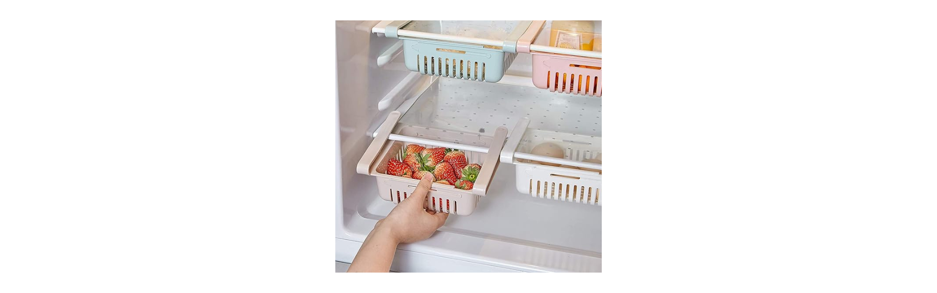 EAYIRA 4 Pcs Expandable Adjustable Fridge Storage...