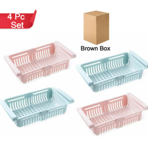 EAYIRA 4 Pcs Expandable Adjustable Fridge Storage...