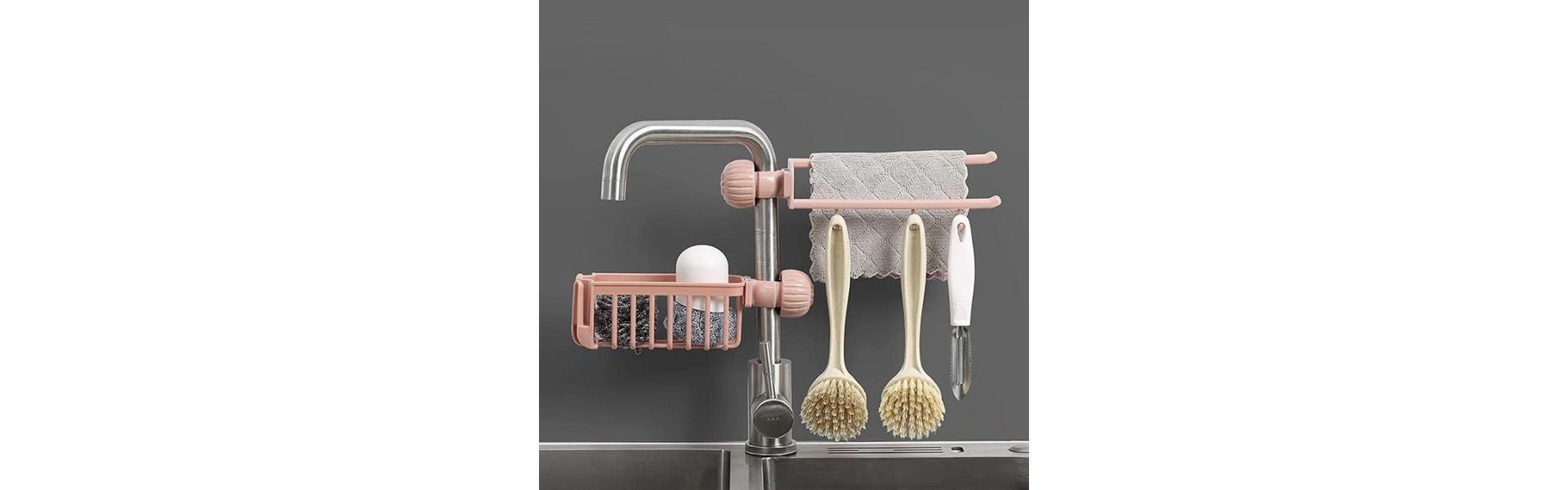 Faucet Mount Kitchen Sponge Holder Brush Drainage...