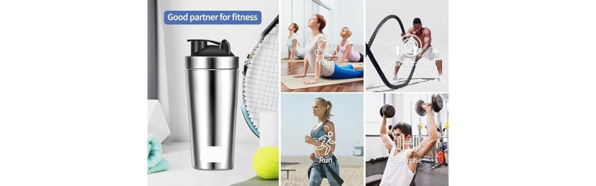 Premium FIT-X 1000ml Stainless Steel Gym Shaker Bottle