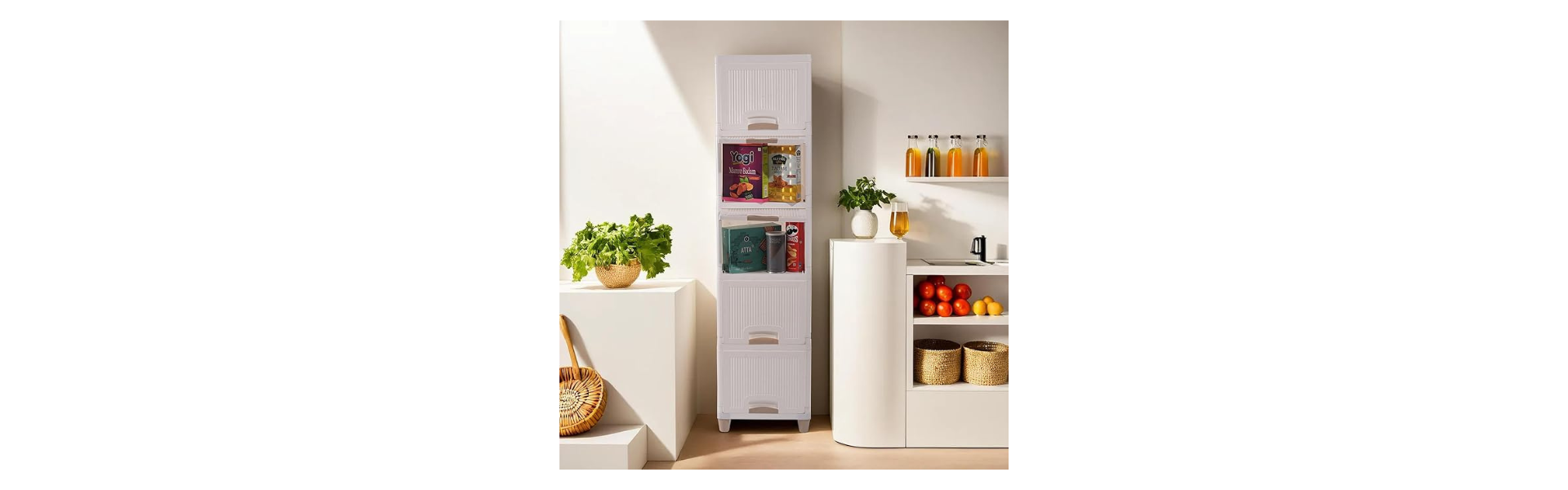 Homes 5-Tier Plastic Modular Cabinet Storage Rack...
