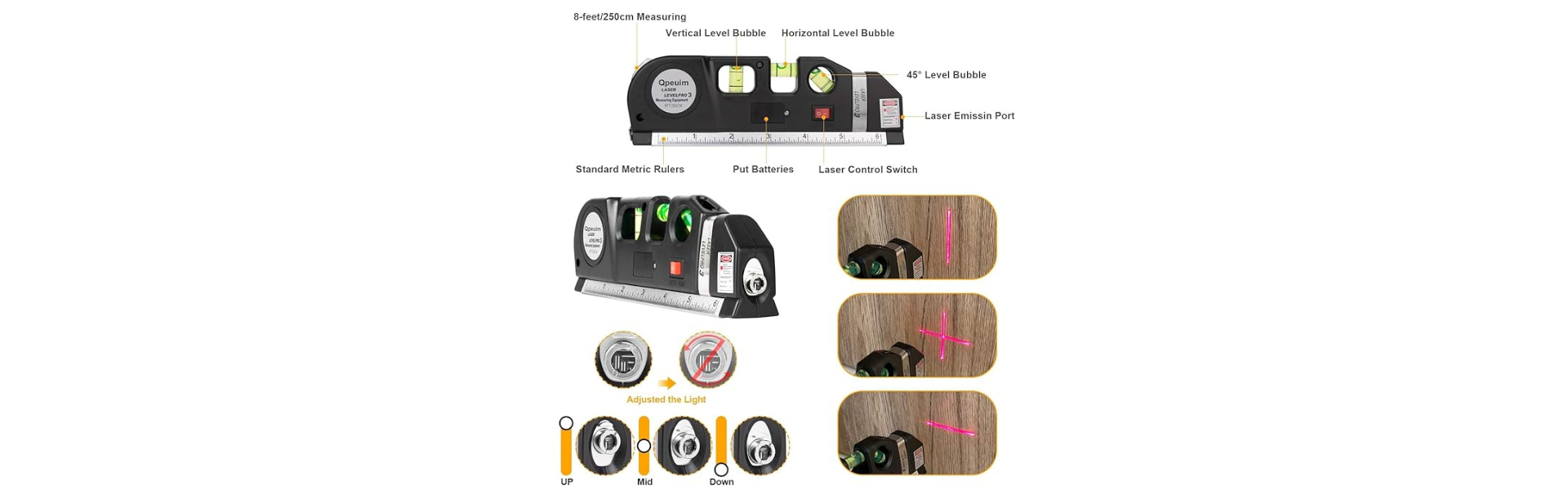 Laser Level Kit with Metric Ruler