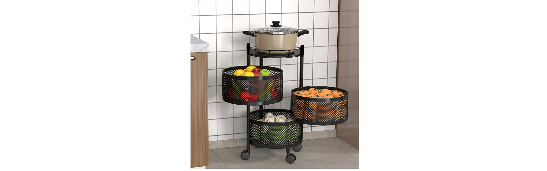 Metal Rotating Kitchen Vegetable Storage Rack