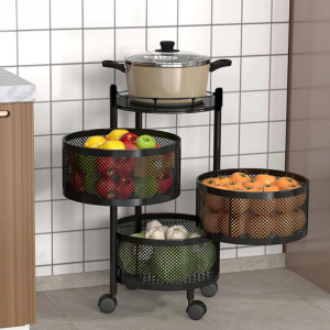 Metal Rotating Kitchen Vegetable Storage Rack