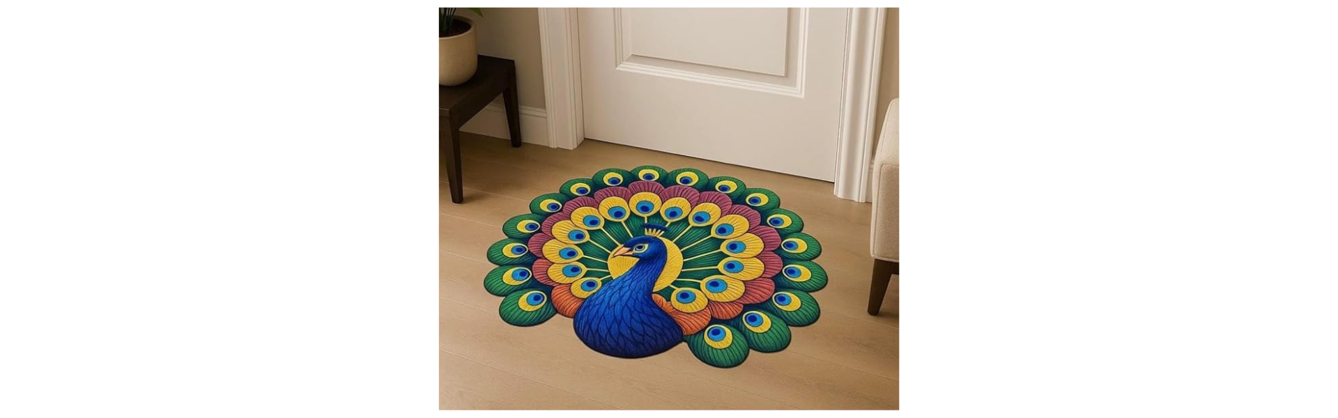 Peacock Design Anti Skid Floor Mat 24x27 Inches