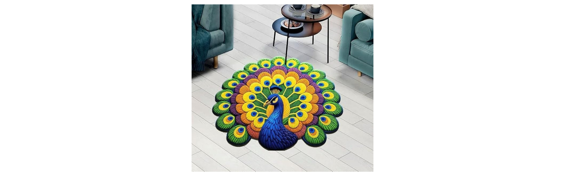 Peacock Design Anti Skid Floor Mat 24x27 Inches