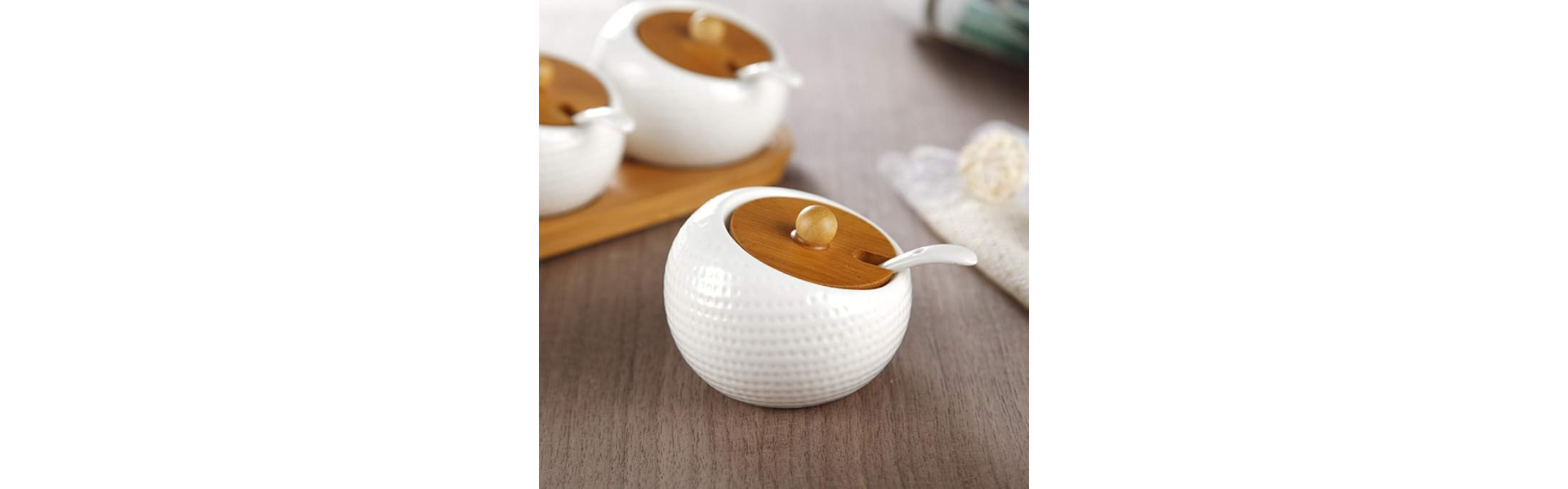 Porcelain Condiment Jar Spice Container