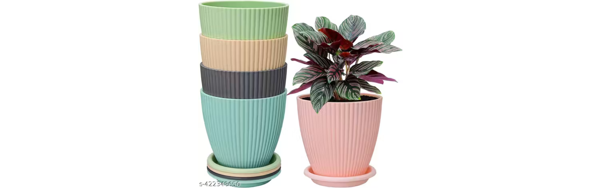RABBONIX Plastic Round Flower Pots for Home Planters