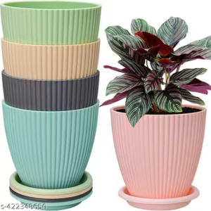 RABBONIX Plastic Round Flower Pots for Home Planters