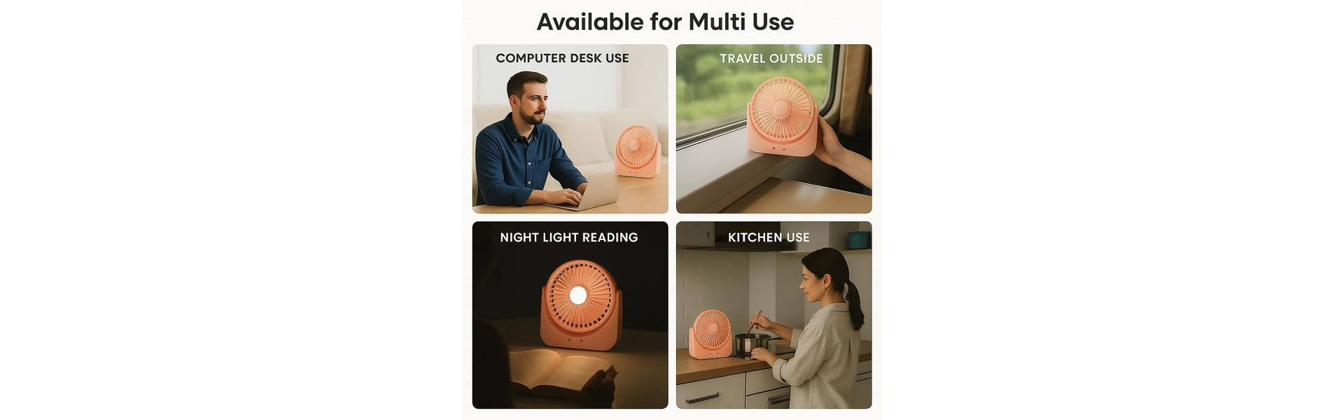 Rechargeable Table Fan with LED