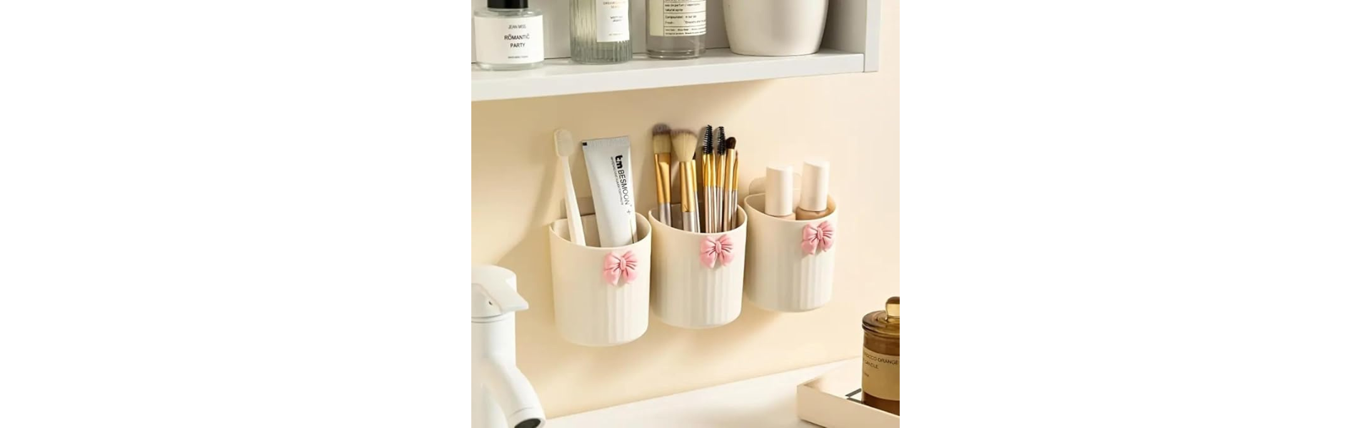 Wall Mount Makeup Brush Organizer Modern Plastic...