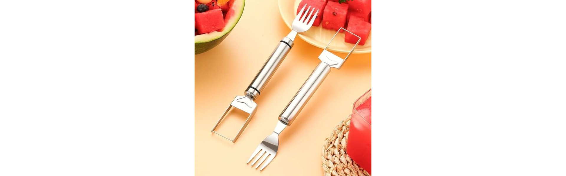 2 in 1 Watermelon Fork Slicer Spoon Stainless...
