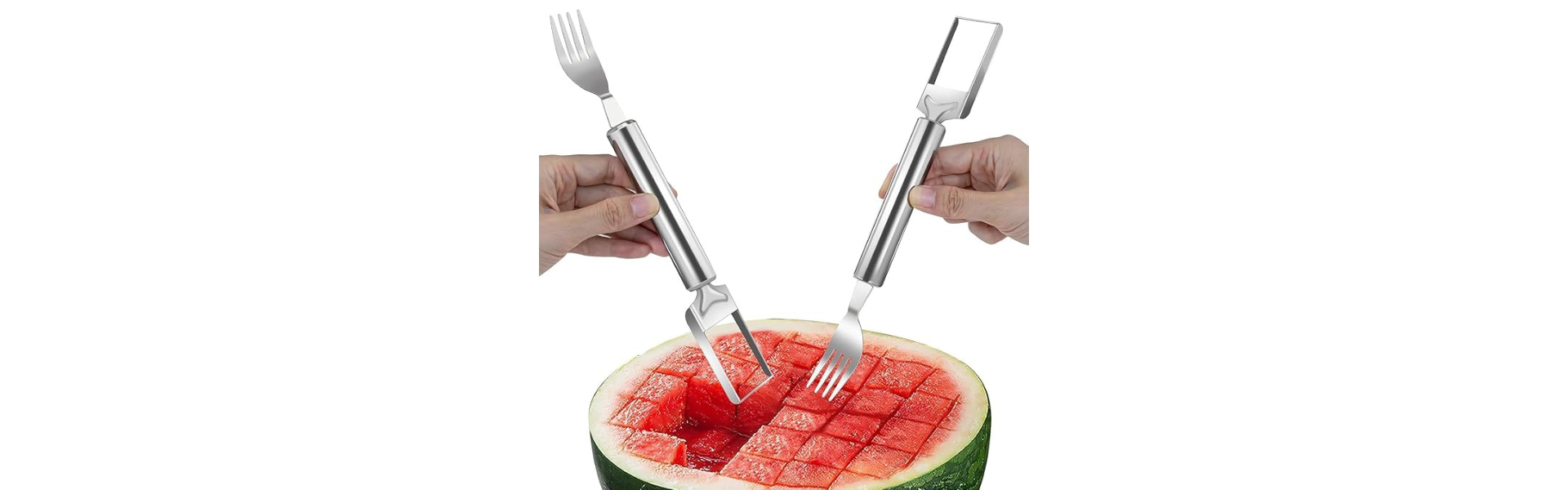 2 in 1 Watermelon Fork Slicer Spoon Stainless...