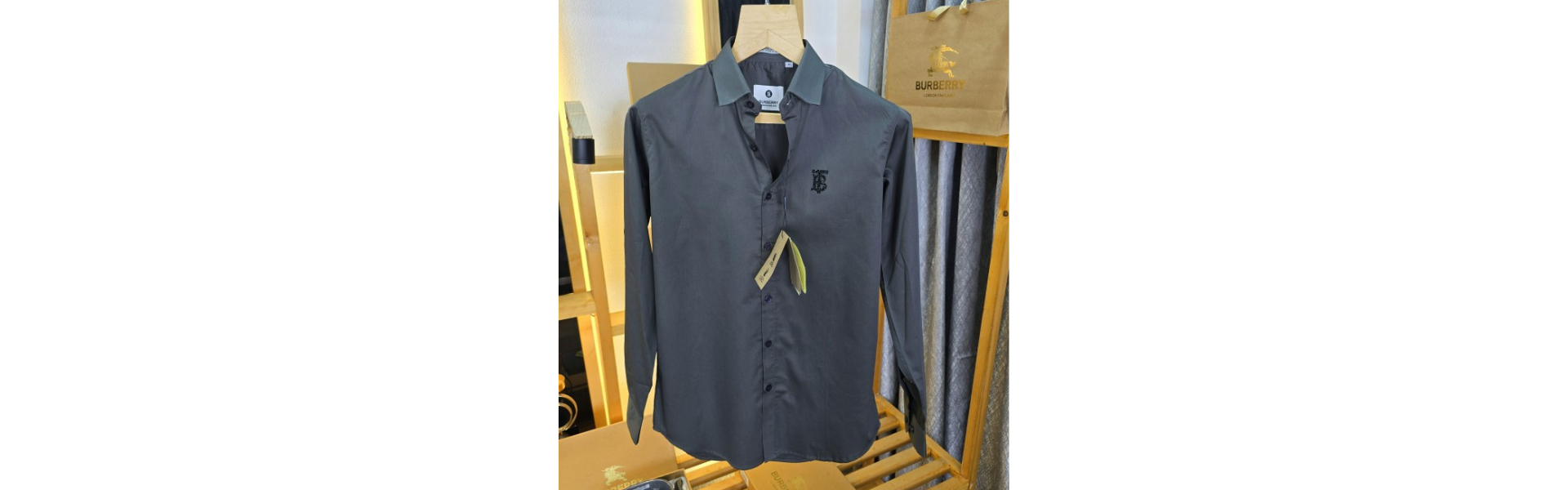 Logo Collar Shirt Grey