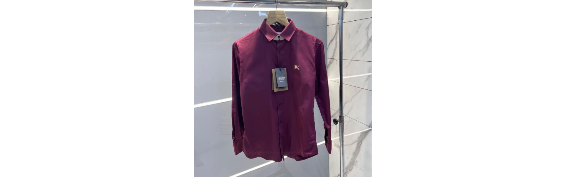 Maroon Logo Cotton Lycra Fabric Shirt