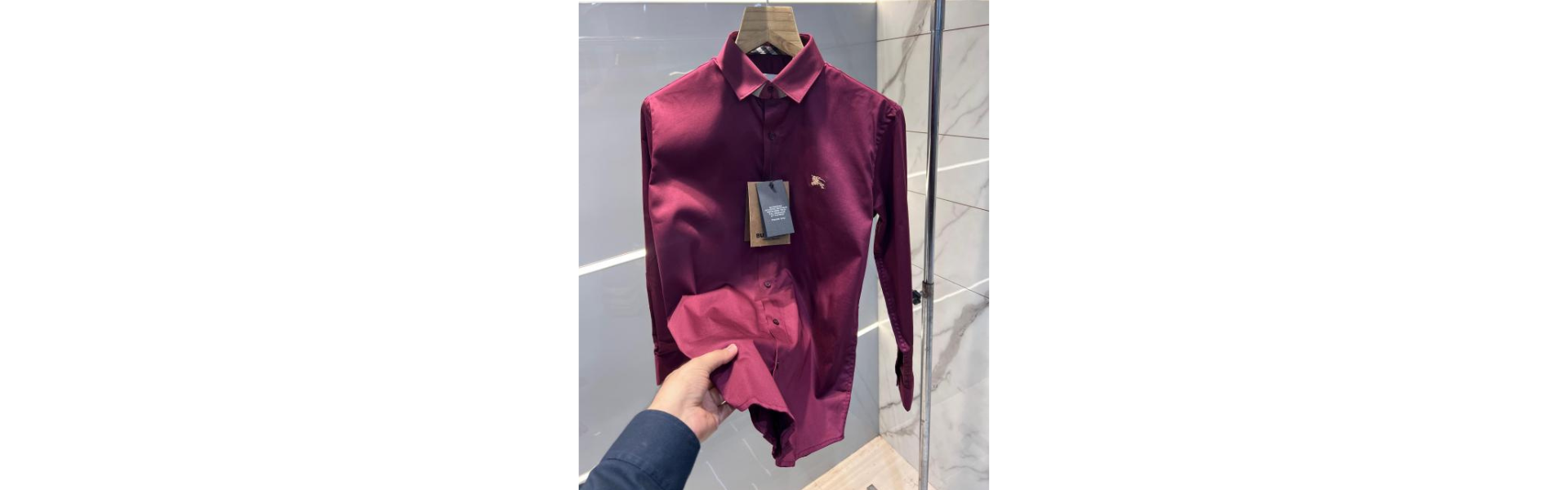 Maroon Logo Cotton Lycra Fabric Shirt