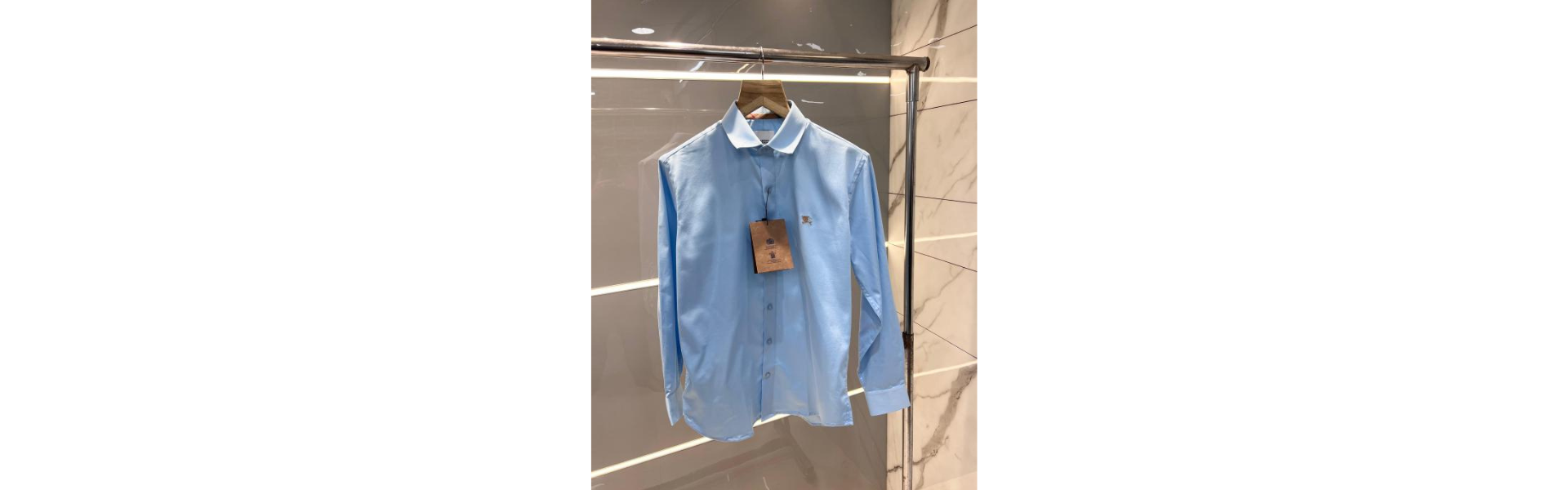 Sky Blue Logo Cotton Lycra Fabric Shirt