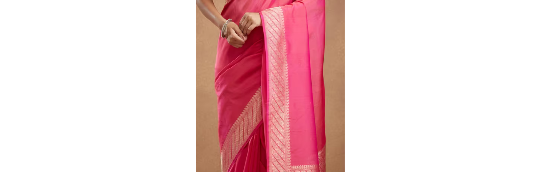Pink Viscose Blend Sari