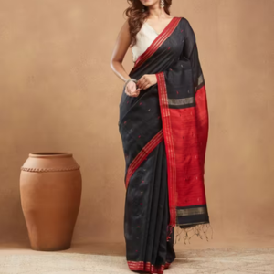 Black Silk Blend Jamdani Sari