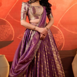 Urja Tissue Zari Lehenga Set in Purple