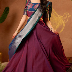 Vamika Half Saree in Wine