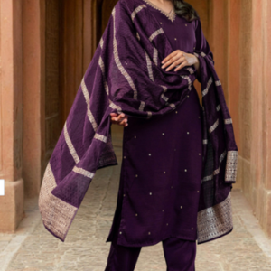 SANISA Women Solid Kurta with Trousers &amp; Dupatta