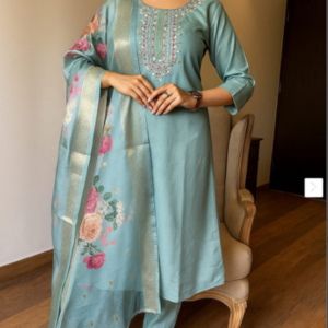 LIZORD FAB Women Floral Embroidered Thread Work Kurta with Trousers &amp; Dupatta